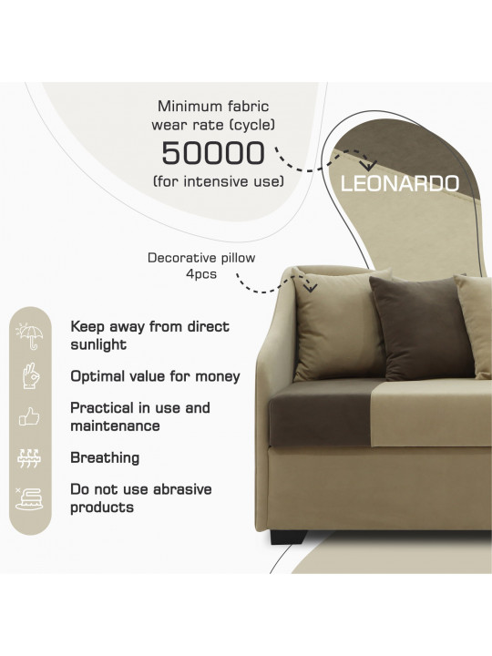 Sofa HOBEL BIG-BEN BEIGE LEONARDO 03/ DARK BROWN LEONARDO 06 L (2) 