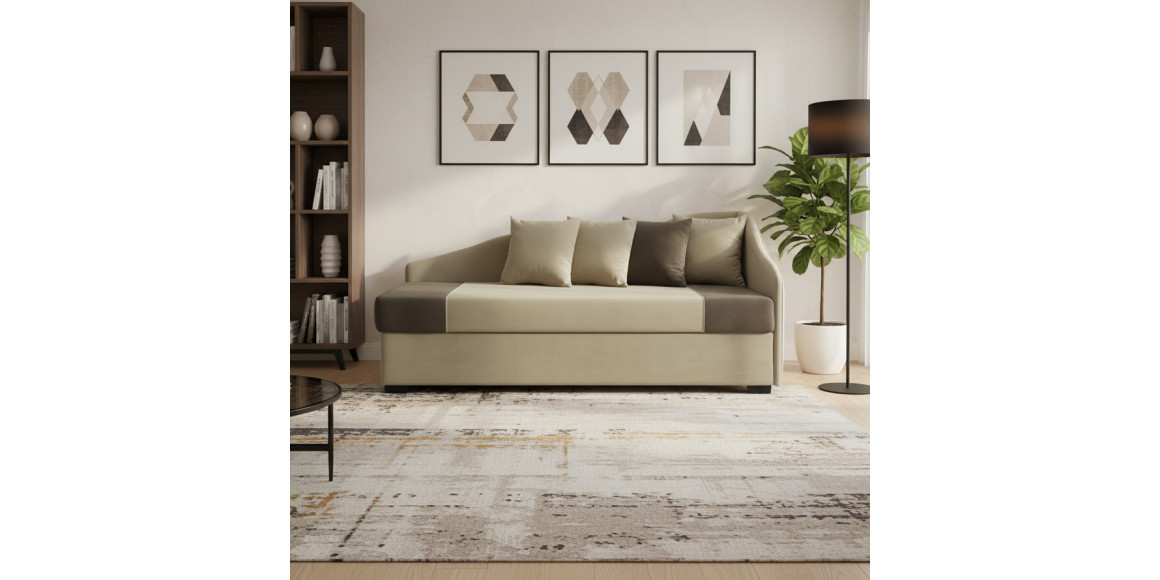 Բազմոց HOBEL BIG-BEN BEIGE LEONARDO 03/ DARK BROWN LEONARDO 06 R (2) 
