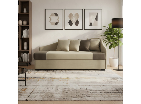 Диван HOBEL BIG-BEN BEIGE LEONARDO 03/ DARK BROWN LEONARDO 06 R (2) 