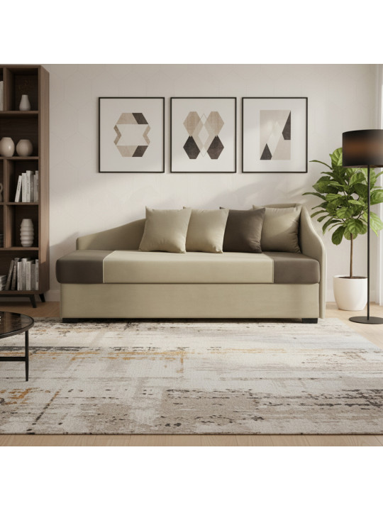 Բազմոց HOBEL BIG-BEN BEIGE LEONARDO 03/ DARK BROWN LEONARDO 06 R (2) 