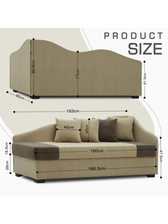 Բազմոց HOBEL BIG-BEN BEIGE LEONARDO 03/ DARK BROWN LEONARDO 06 R (2) 