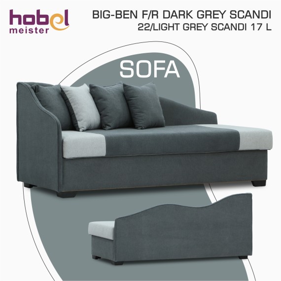 Sofa HOBEL BIG-BEN F/R DARK GREY SCANDI 22/ LIGHT GREY SCANDI 17 L (2) 