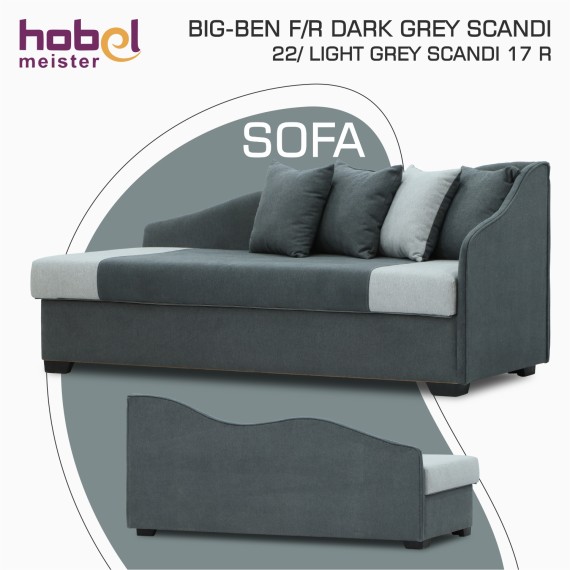 Բազմոց HOBEL BIG-BEN F/R DARK GREY SCANDI 22/ LIGHT GREY SCANDI 17 R (2) 