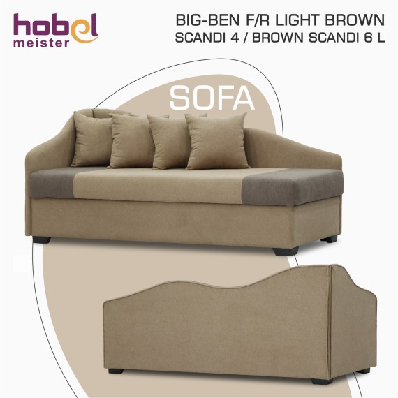 Sofa HOBEL BIG-BEN F/R LIGHT BROWN SCANDI 4 / BROWN SCANDI 6 L (2) 