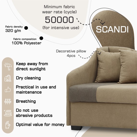 Sofa HOBEL BIG-BEN F/R LIGHT BROWN SCANDI 4 / BROWN SCANDI 6 L (2) 