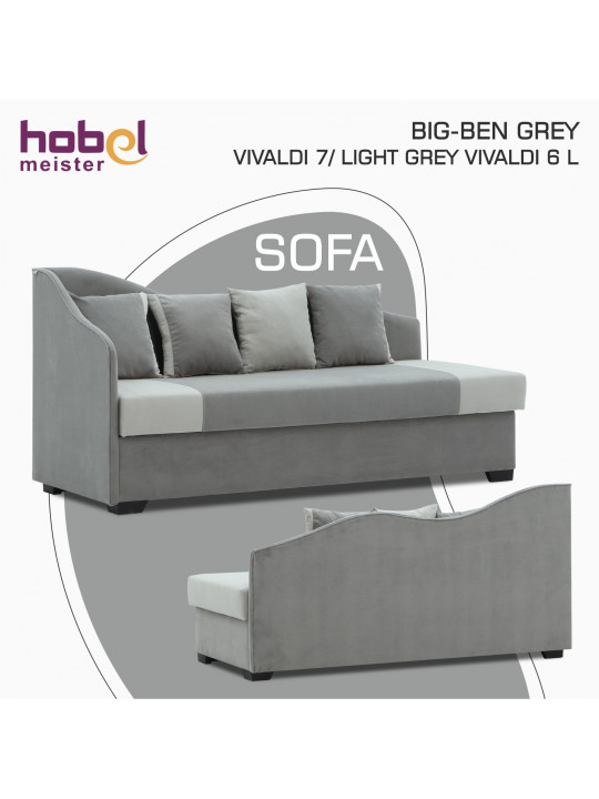 Диван HOBEL BIG-BEN GREY VIVALDI 7/ LIGHT GREY VIVALDI 6 L (2) 