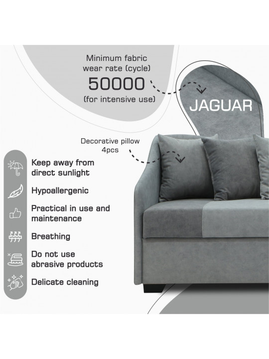 Sofa HOBEL BIG-BEN LIGHT GREY JAGUAR 4/ GREY JAGUAR 5 R (2) 