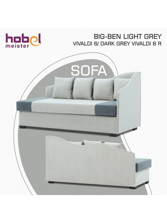 Sofa HOBEL BIG-BEN LIGHT GREY VIVALDI 6/ DARK GREY VIVALDI 8 R(2) 