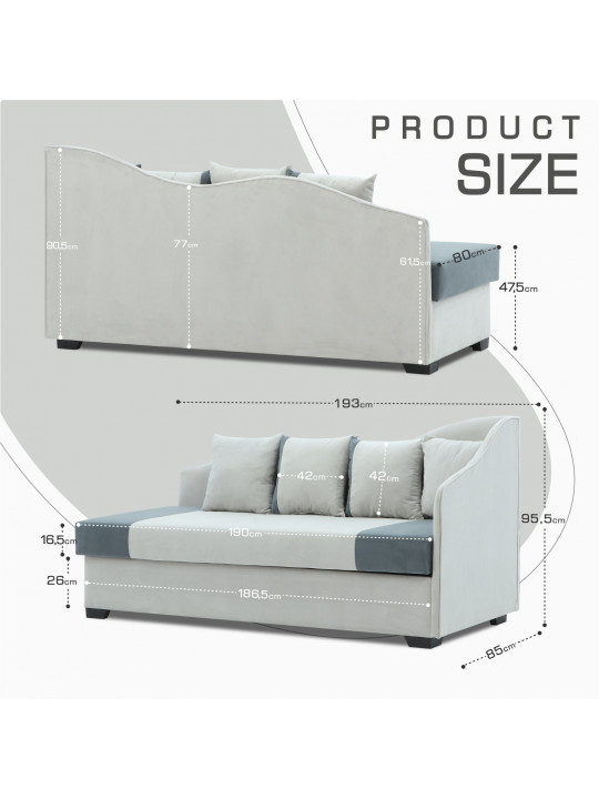 Sofa HOBEL BIG-BEN LIGHT GREY VIVALDI 6/ DARK GREY VIVALDI 8 R(2) 