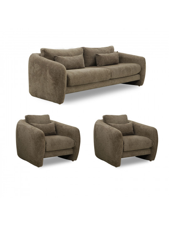 Sofa set HOBEL CHILI 3+1+1 BROWN BEATTO 1012 (3) 