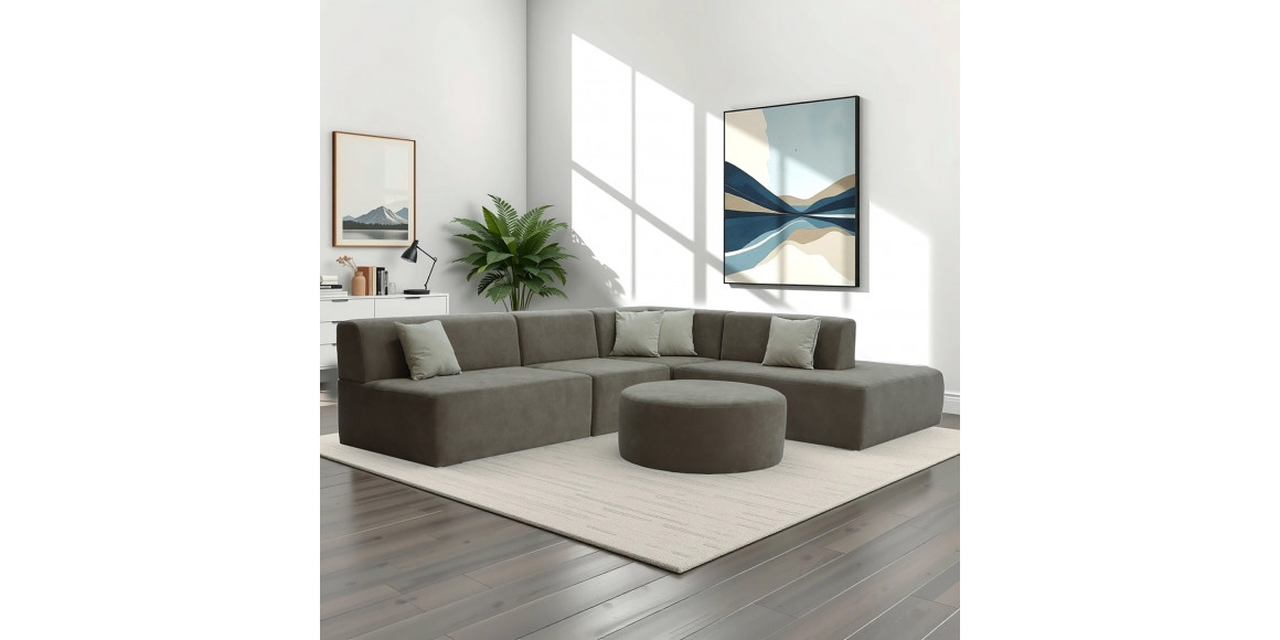 Sofa HOBEL CORNER ATLANTA CAPPUCCHINO KIVI 20/CREAM SHO 599-6 R (5) 