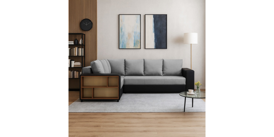 Բազմոց HOBEL CORNER BAR BLACK 4503/ GREY SCANDI 17 L (6) 