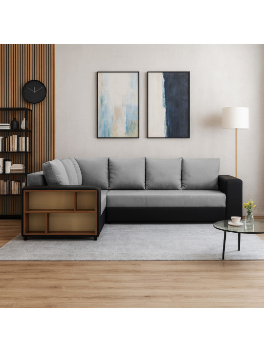 Բազմոց HOBEL CORNER BAR BLACK 4503/ GREY SCANDI 17 L (6) 