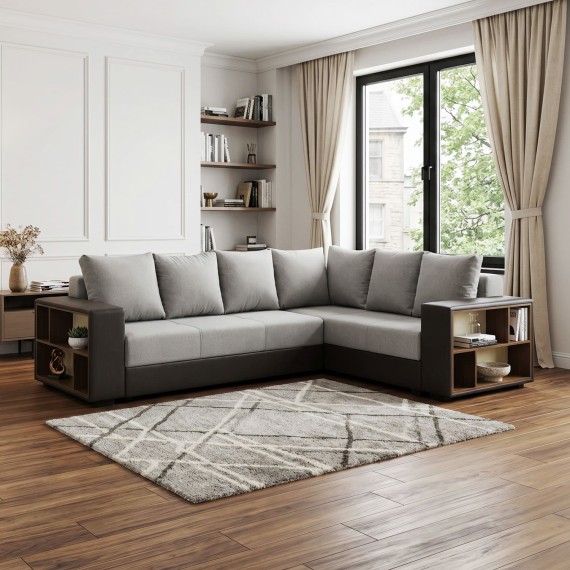 Sofa HOBEL CORNER BAR F/P DARK GREY 8410/ LIGHT GREY SCANDI 17 R (6) 