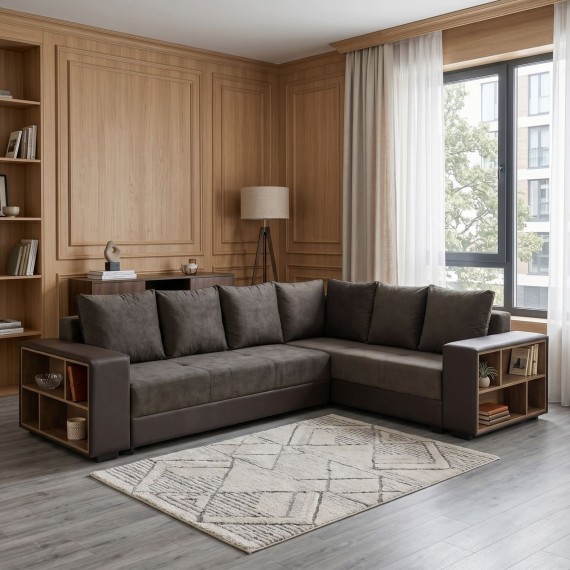 Sofa HOBEL CORNER BAR F/P K090 COFFEE V460/ DARK BROWN JAGUAR 18 R (6) 