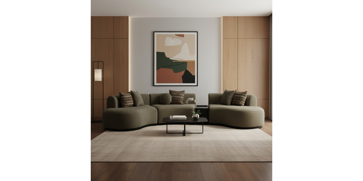 Диван HOBEL CORNER CIRCL CAPPUCCINO MELO 7/ONTARIO JAFFA ORANG/K090 (4) 