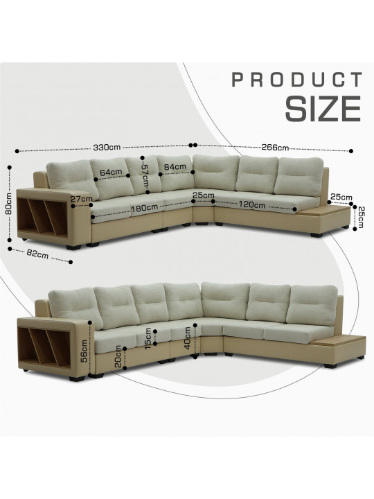 Բազմոց HOBEL CORNER CORONA CREAM PHANTOM 3/ CREAM BEATTO 1065 L (7) 