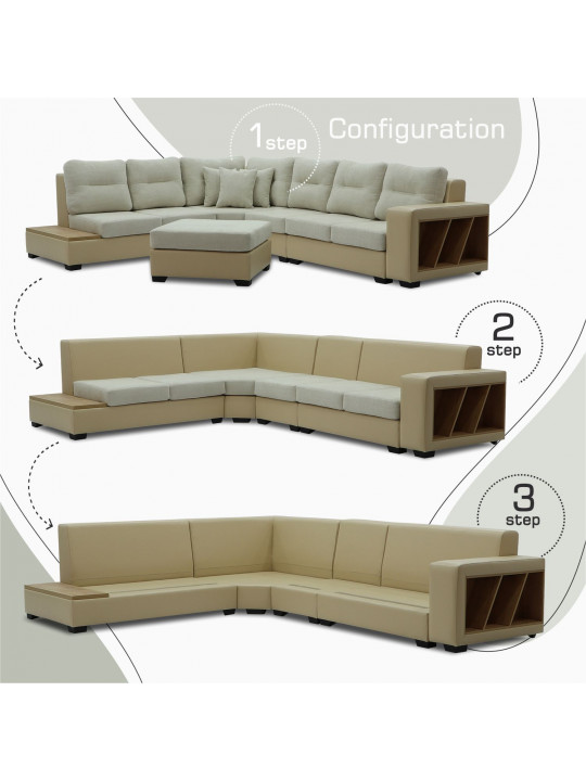 Բազմոց HOBEL CORNER CORONA CREAM PHANTOM 3/ CREAM BEATTO 1065 R (7) 