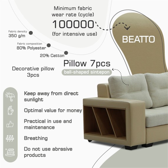 Sofa HOBEL CORNER CORONA CREAM PHANTOM 3/ CREAM BEATTO 1065 R (7) 