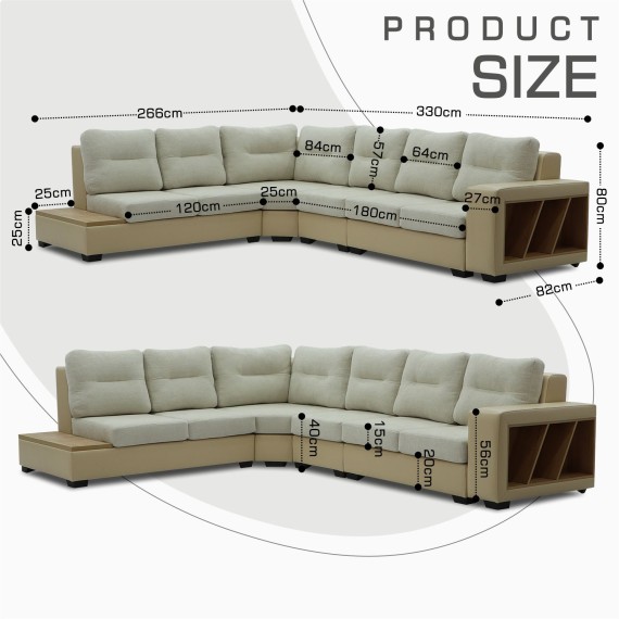 Sofa HOBEL CORNER CORONA CREAM PHANTOM 3/ CREAM BEATTO 1065 R (7) 
