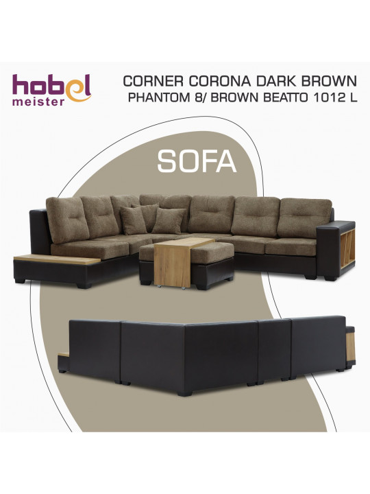 Բազմոց HOBEL CORNER CORONA DARK BROWN PHANTOM 8/ BROWN BEATTO 1012 L (7) 