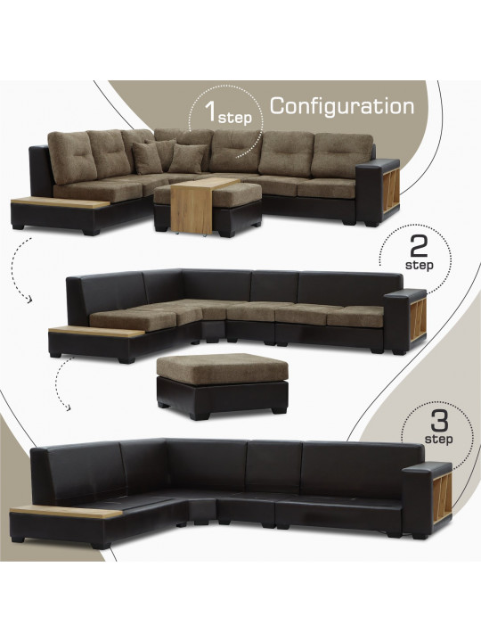 Բազմոց HOBEL CORNER CORONA DARK BROWN PHANTOM 8/ BROWN BEATTO 1012 L (7) 