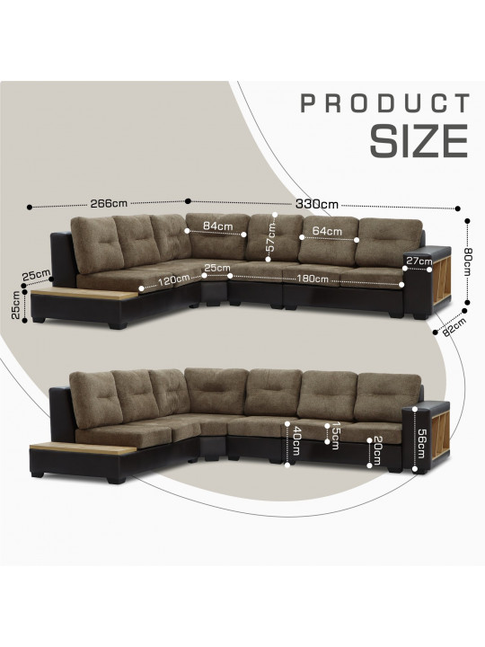 Բազմոց HOBEL CORNER CORONA DARK BROWN PHANTOM 8/ BROWN BEATTO 1012 L (7) 