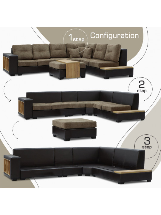 Բազմոց HOBEL CORNER CORONA DARK BROWN PHANTOM 8/ BROWN BEATTO 1012 R (7) 