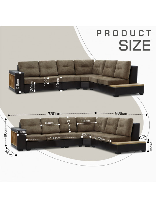 Բազմոց HOBEL CORNER CORONA DARK BROWN PHANTOM 8/ BROWN BEATTO 1012 R (7) 