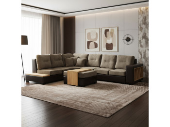 Диван HOBEL CORNER CORONA DARK BROWN PHANTOM 8/ BROWN BEATTO 1012 L (7) 