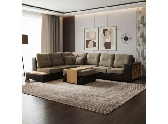 Диван HOBEL CORNER CORONA DARK BROWN PHANTOM 8/ BROWN BEATTO 1012 L (7) 