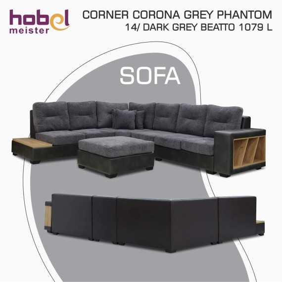 Sofa HOBEL CORNER CORONA GREY PHANTOM 14/ DARK GREY BEATTO 1079 L (7) 