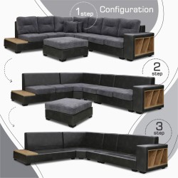 Диван HOBEL CORNER CORONA GREY PHANTOM 14/ DARK GREY BEATTO 1079 L (7) 