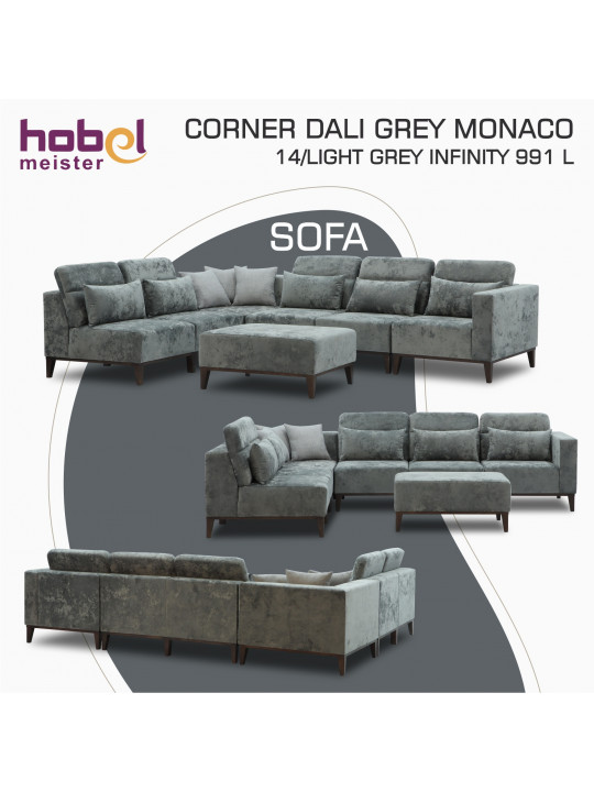 Բազմոց HOBEL CORNER DALI GREY MONACO 14/LIGHT GREY INFINITY 991 L (5) 