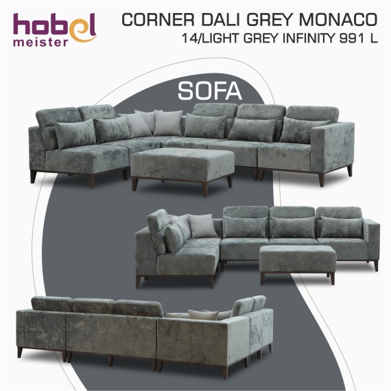 Sofa HOBEL CORNER DALI GREY MONACO 14/LIGHT GREY INFINITY 991 L (5) 
