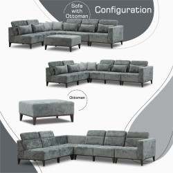 Диван HOBEL CORNER DALI GREY MONACO 14/LIGHT GREY INFINITY 991 L (5) 