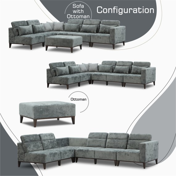 Sofa HOBEL CORNER DALI GREY MONACO 14/LIGHT GREY INFINITY 991 L (5) 