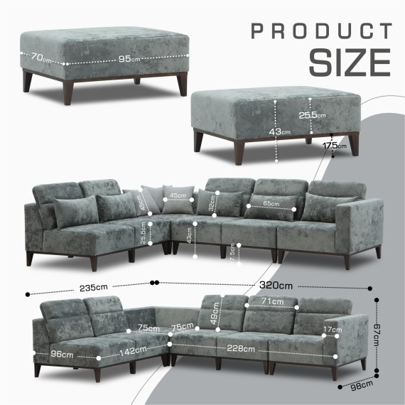 Sofa HOBEL CORNER DALI GREY MONACO 14/LIGHT GREY INFINITY 991 L (5) 