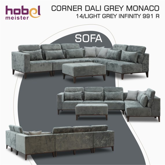 Sofa HOBEL CORNER DALI GREY MONACO 14/LIGHT GREY INFINITY 991 R (5) 