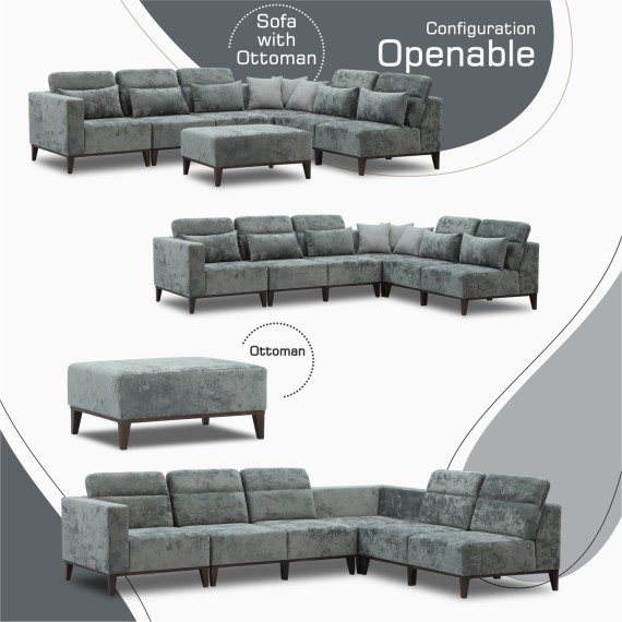 Sofa HOBEL CORNER DALI GREY MONACO 14/LIGHT GREY INFINITY 991 R (5) 