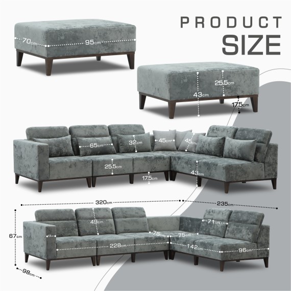 Sofa HOBEL CORNER DALI GREY MONACO 14/LIGHT GREY INFINITY 991 R (5) 