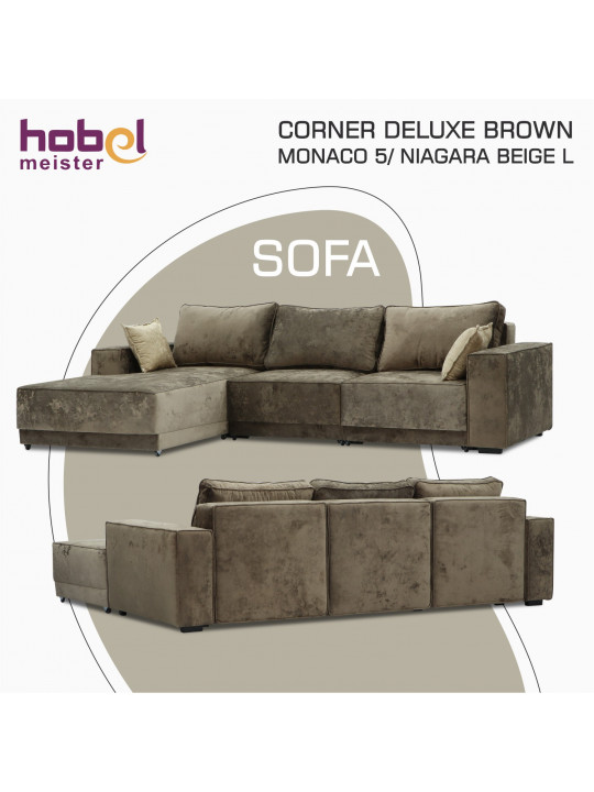 Բազմոց HOBEL CORNER DELUXE BROWN MONACO 5/ NIAGARA BEIGE L (7) 