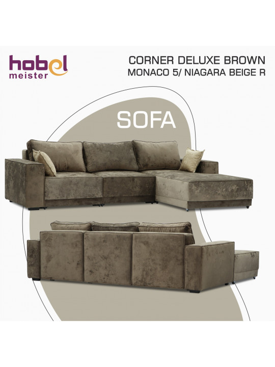 Բազմոց HOBEL CORNER DELUXE BROWN MONACO 5/ NIAGARA BEIGE R (7) 
