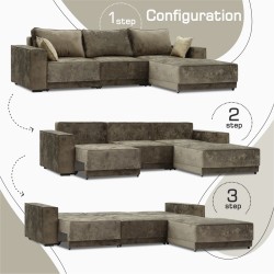 Диван HOBEL CORNER DELUXE BROWN MONACO 5/ NIAGARA BEIGE R (7) 