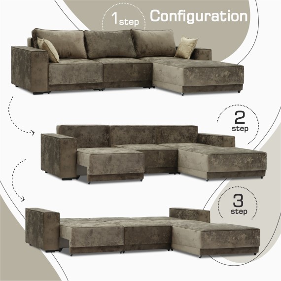 Sofa HOBEL CORNER DELUXE BROWN MONACO 5/ NIAGARA BEIGE R (7) 
