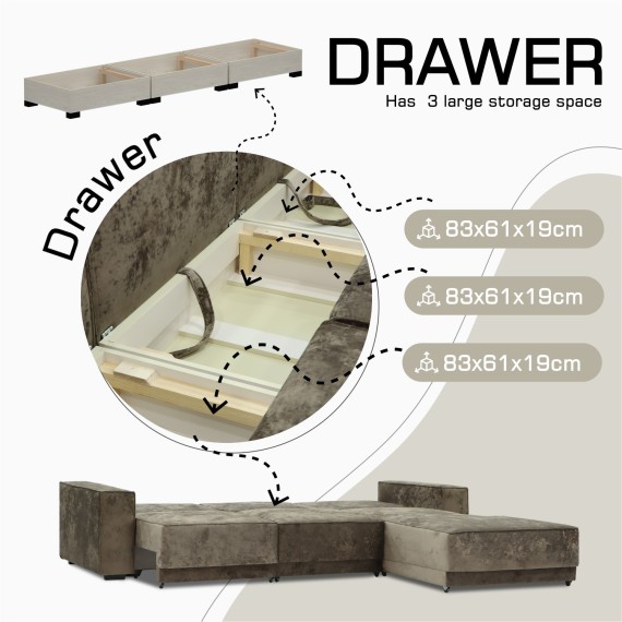 Sofa HOBEL CORNER DELUXE BROWN MONACO 5/ NIAGARA BEIGE R (7) 