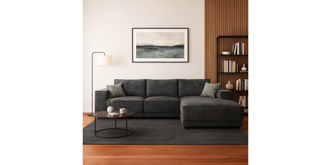 Диван HOBEL CORNER DELUXE GREY MONACO 14/ NIAGARA AQUA GLASS R (6) 