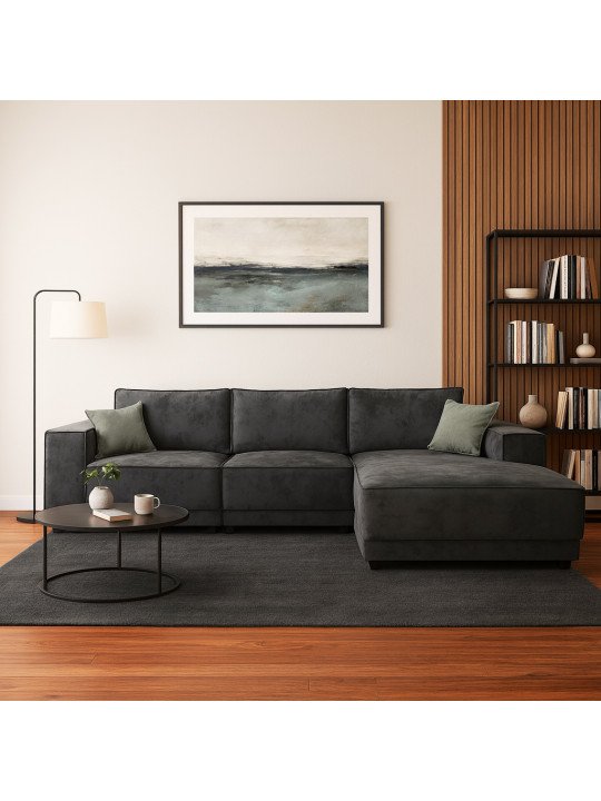 Բազմոց HOBEL CORNER DELUXE GREY MONACO 14/ NIAGARA AQUA GLASS R (6) 