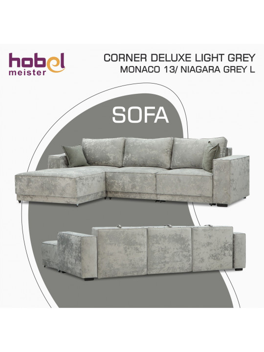 Диван HOBEL CORNER DELUXE LIGHT GREY MONACO 13/ NIAGARA GREY L (7) 