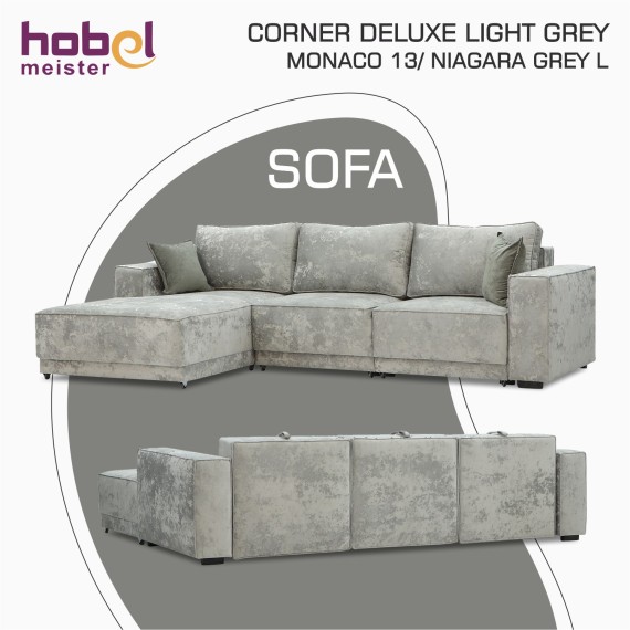 Sofa HOBEL CORNER DELUXE LIGHT GREY MONACO 13/ NIAGARA GREY L (7) 
